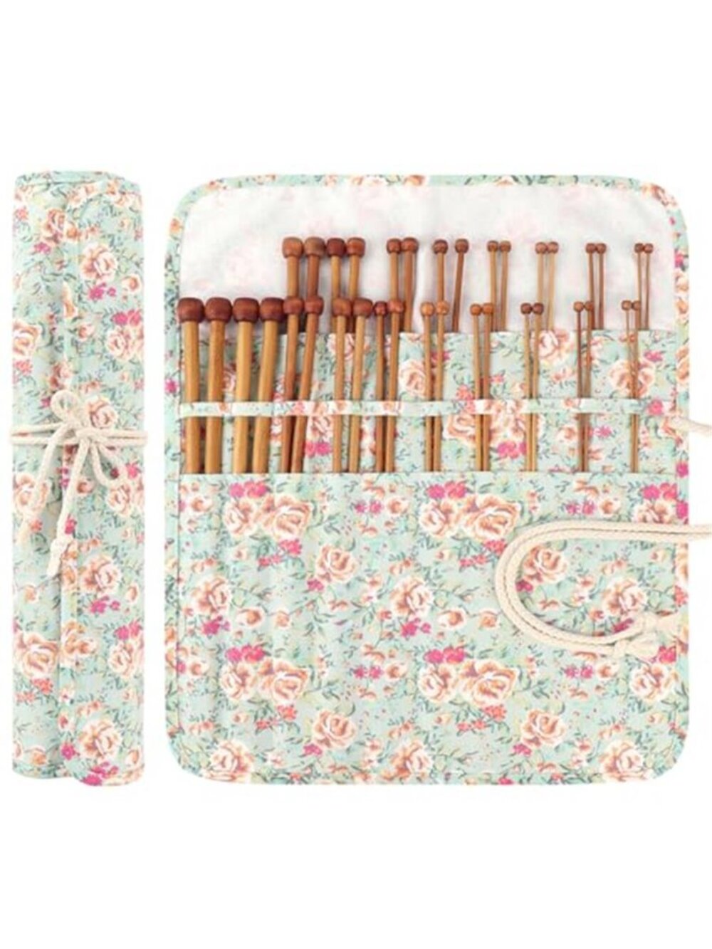 Bamboo Knitting Needles Set 18 Sizes Wooden Needles Case Crochet Craft Tools